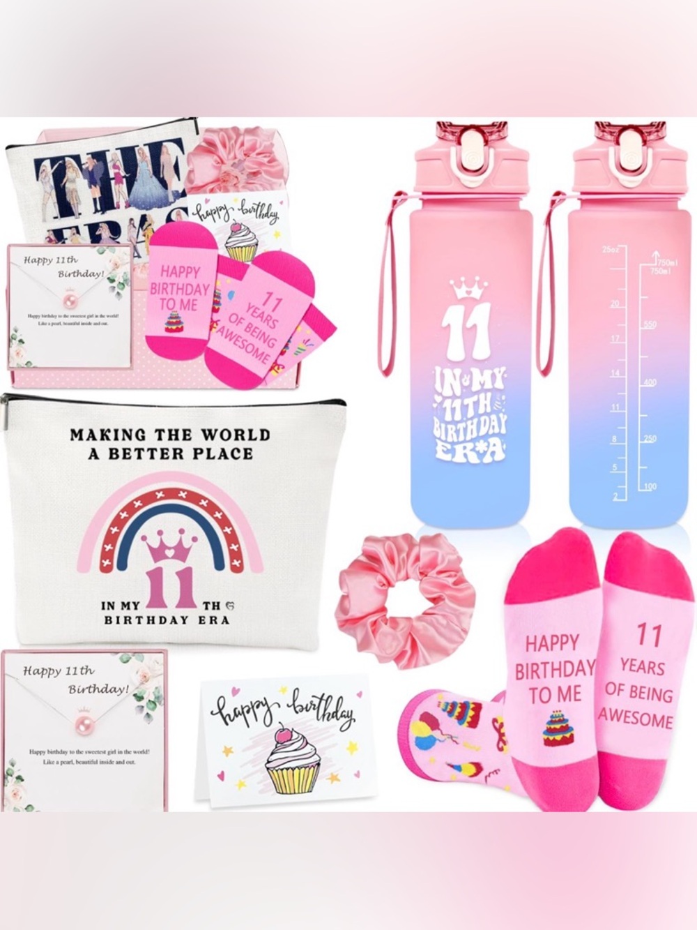 Pink 11th Birthday Party Gift Set - Pink Birthday Accessories